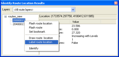 Shows labeling a route location from the Identify Route Locations Results dialog.