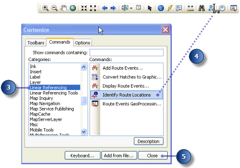 Shows dragging the ID route locations tool to the Tools toolbar
