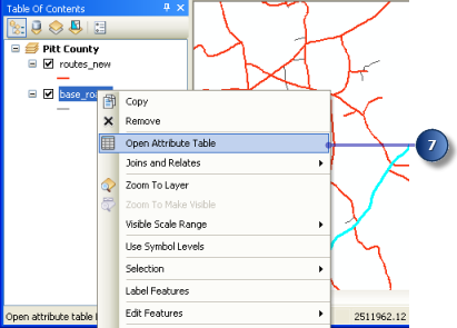 Open Attribute Table for base_roads feature class