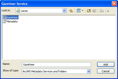 Choose a Gazetteer Metadata Service.