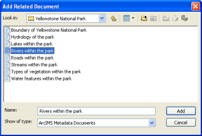 Add a relationship to another published metadata document.