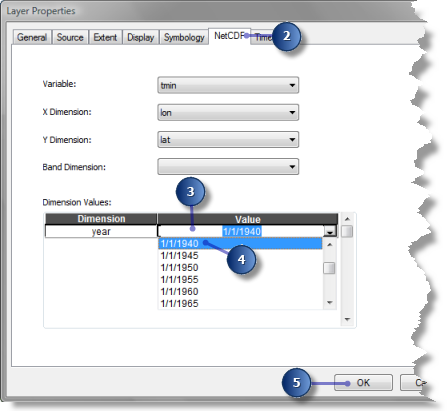 Specify time step on the layer properties dialog box