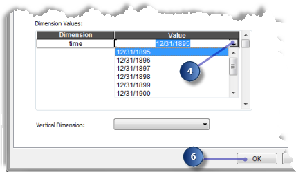 Selecting a specific time, level, or other dimension value