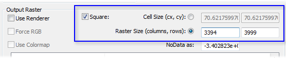 Export dialog box options