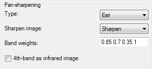 Options for raster type pan-sharpening properties