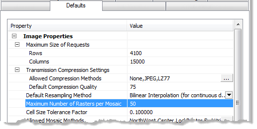 Mosaic Dataset Properties dialog box