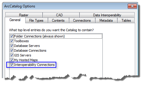 ArcCatalog Options