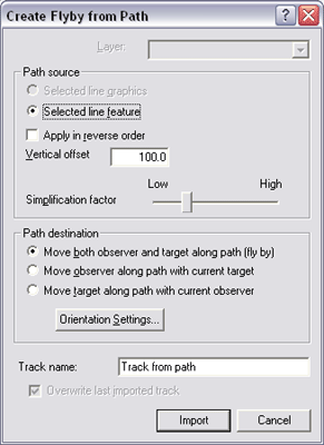 The Create Flyby From Path dialog box
