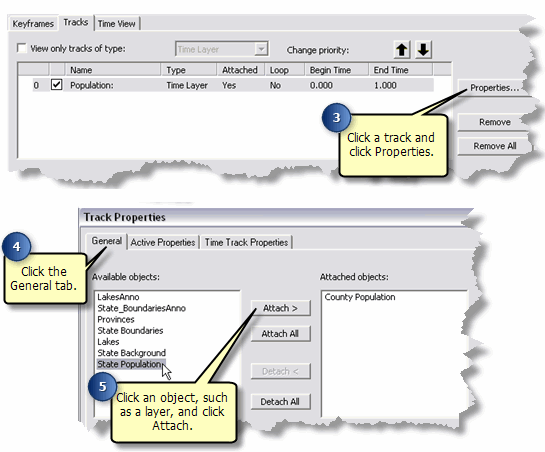 Attaching multiple objects to a track