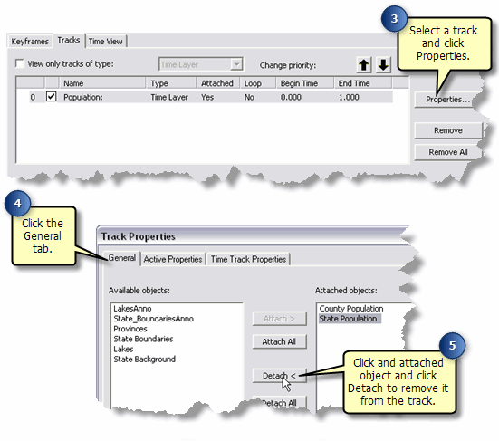 Detaching an object from a track