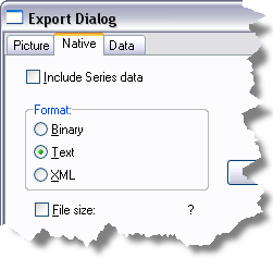 Export dialog Native tab