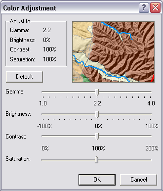 The ArcPress Color Adjustment dialog box.