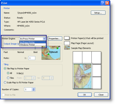 Setting ArcPress as your printing engine