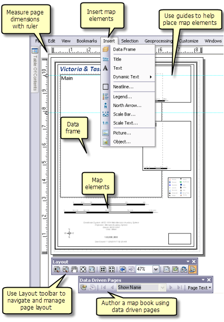 A Quick Tour Of Page Layouts Arcmap Documentation