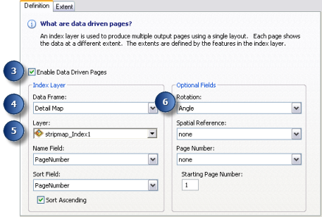 Data Driven Pages Definition steps for enabling Data Driven Pages for strip map example