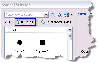 Search for symbols from all available styles