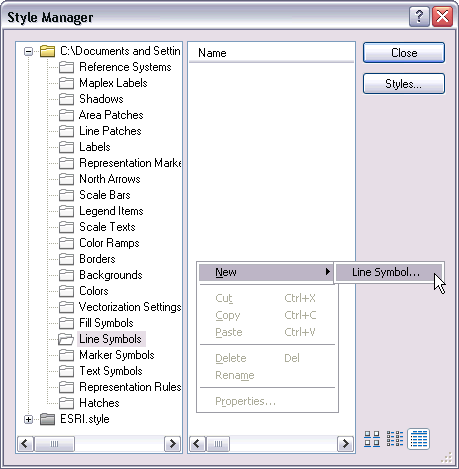 Creating a new symbol in the Style Manager dialog box