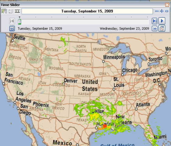 Illustration of data being updated using a time step interval of one day