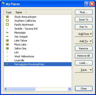 My Places dialog box