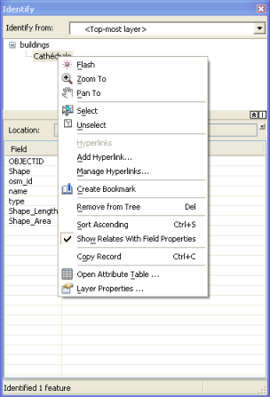 Creating a bookmark on the Identify dialog box