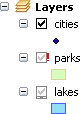 Table of contents with layers that aren't being drawn on the map