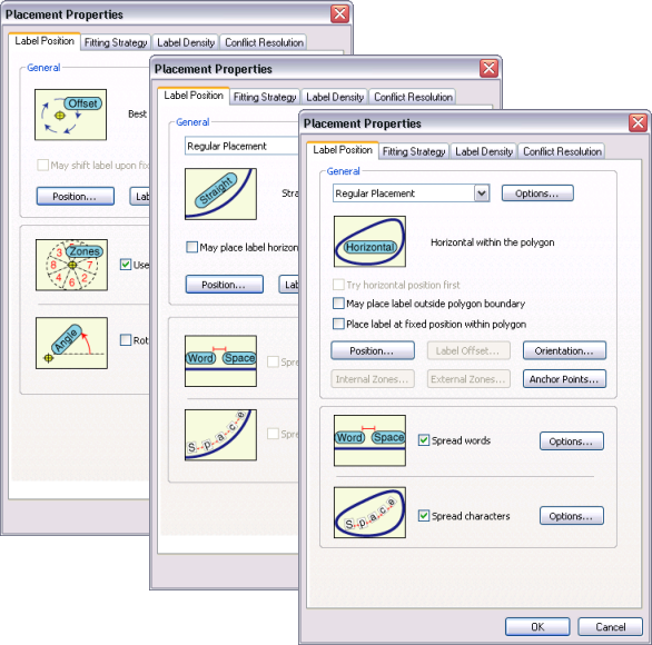 The Label Position tab for point, line, and polygon features