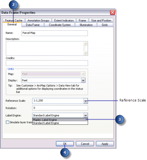 Data Frame Properties dialog box