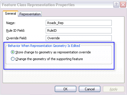 Feature Class Representation Properties dialog box