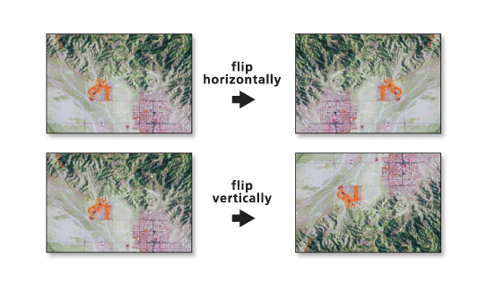 Images of raster datasets flipped horizontally and vertically