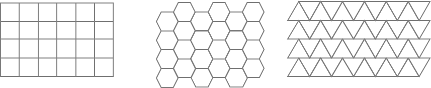 Tessellations of squares, hexagons, and triangles