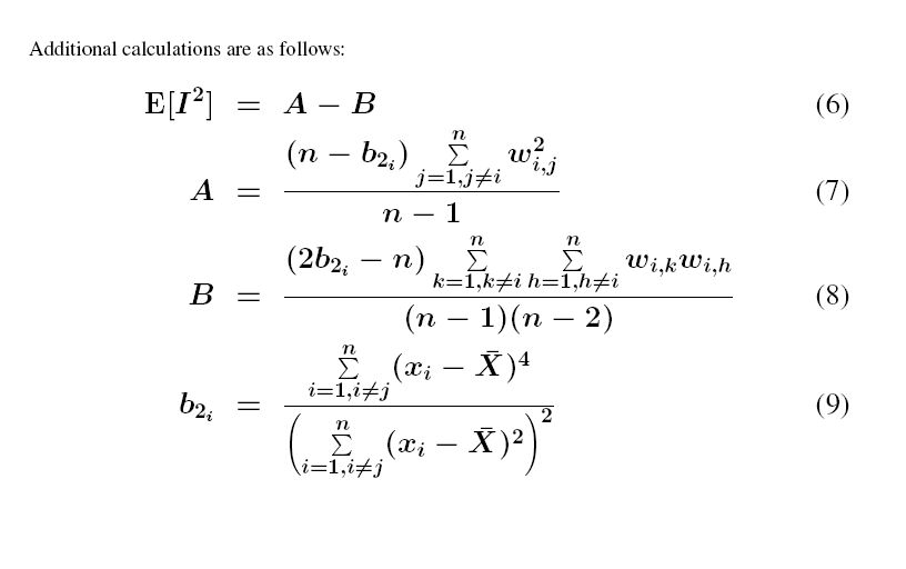 Additional mathematics for the Local Moran's I statistic