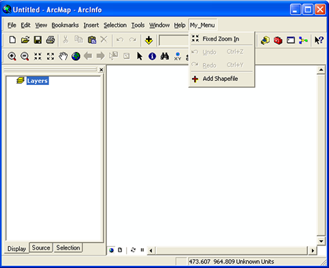 Screen shot of the My_Menu command in ArcMap.