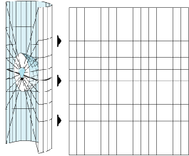 Illustration of casting a shadow of a graticule onto a piece a paper