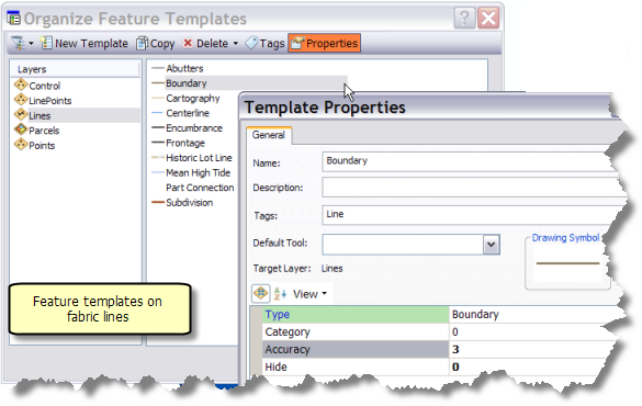 Creating feature templates for the parcel fabric layer Creating feature templates for the parcel fabric layer
