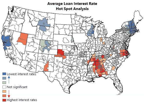 Variation in online loan average interest rates