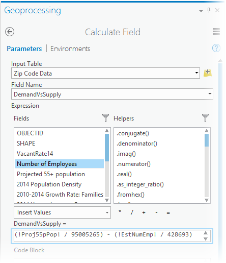 Calculating the values of a new field