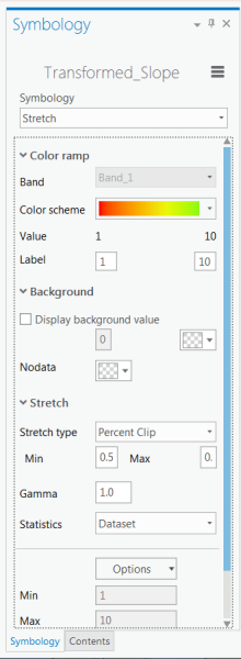 Choosing the Stretch symbology and the red-to-green color scheme