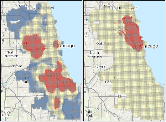 Violent crime and liquor vendor hot spot maps