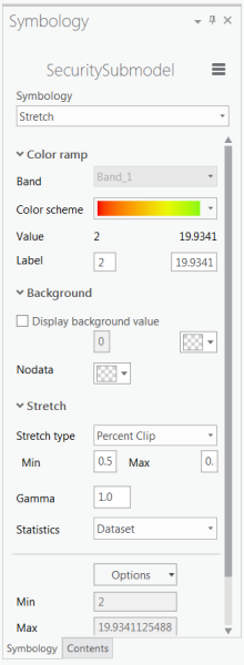 Choosing the Stretch symbology with the red-to-green color scheme