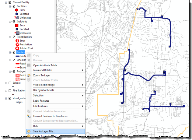 Dialog to save the routes as a layer file