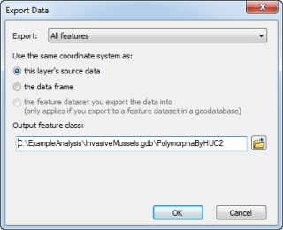 Export data dialog