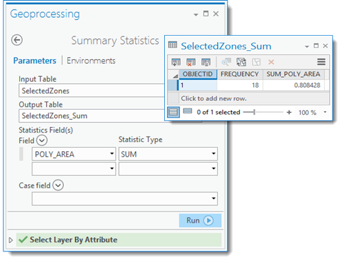 Using statistics to get the sum of the area currently zoned for mixed use