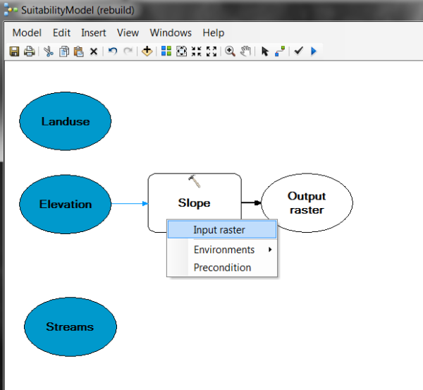 Connecting Elevation to the Slope tool and entering it as the Input raster