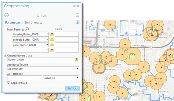 Union tool with completed parameters