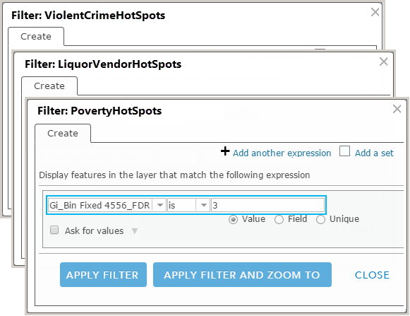 Filter parameter settings