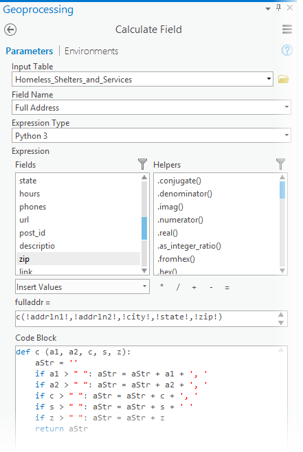 Concatenate address fields