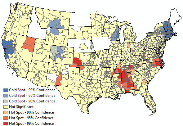 Hot Spot map of average interest rates