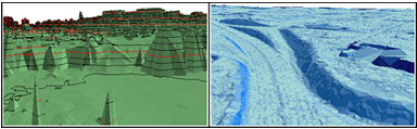 Dataset LAS visualizado como superficies en ArcScene