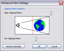 El cuadro de diálogo Configuración de la vista avanzada en ArcGlobe