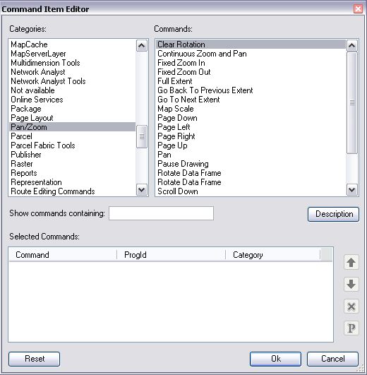 Cuadro de diálogo Editor de elementos del comando